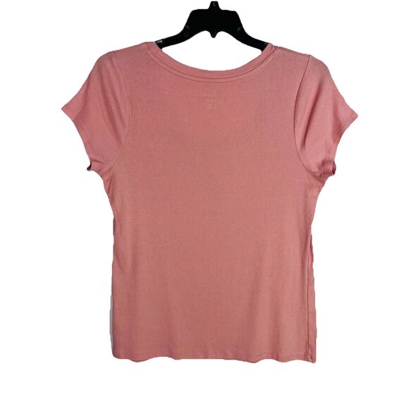 A New Day 2X Pink Ribbed Short Sleeve Scoop Neck Tee T-Shirt Plus Size Basic - Picture 2 of 4